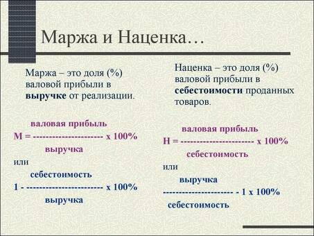 Разница между наценкой и маржой розничной прибыли