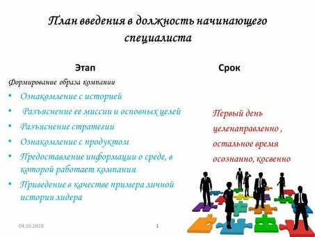 Обязанности нового работника и направления Направления Направления