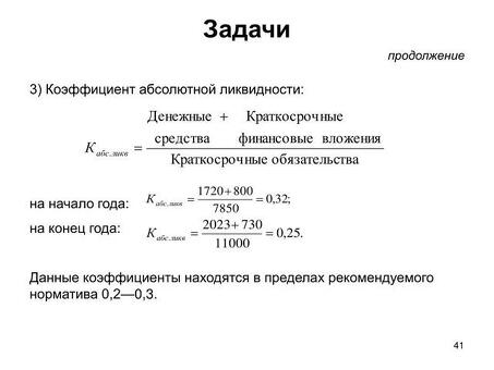 Как рассчитать коэффициент абсолютной ликвидности с помощью баланса