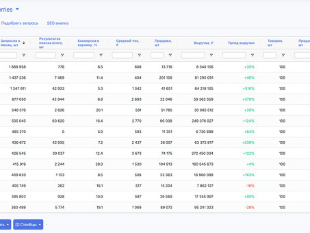 Статистика поисковых запросов Wildberry