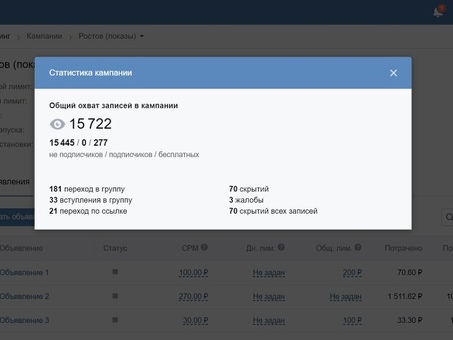 Анализ рекламных кампаний в VK