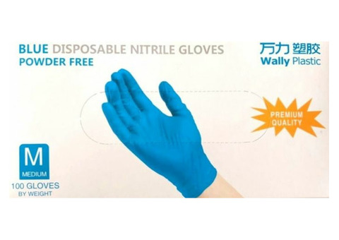 Нитриловые смотровые перчатки (Blue Disposable Nitrile Gloves Powder Free)