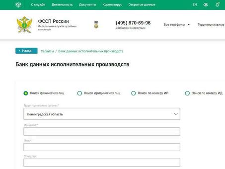 Тульское УФССП: Доступ к базе данных исполнительных производств