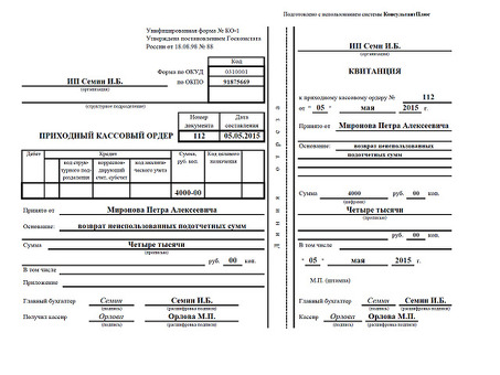 Как заполнять образцы кассовых чеков