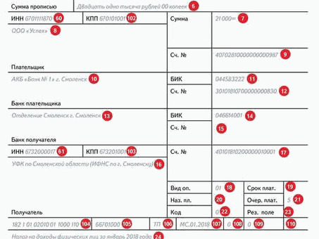Шаблон платежного поручения с номерами полей | Простой в использовании и настройке