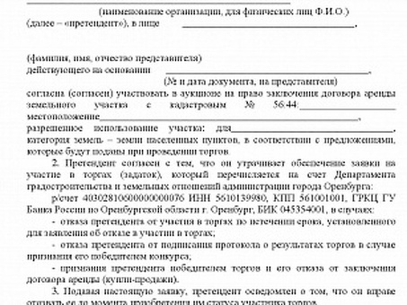 Образец заявки на участие в торгах по банкротству для физических лиц | Профессиональная помощь в подготовке заявок