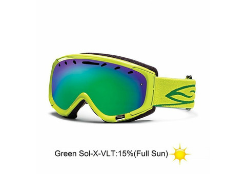 Очки горнолыжные Smith Phenom оправа Lime / линзы Green Sol-X mirror