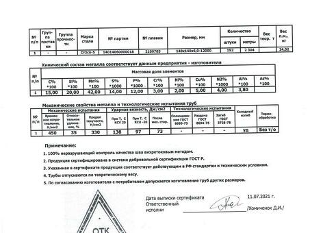 Металл и металлопрокат: профтруба 140х140х6, вес 1 метр - купить по выгодной цене