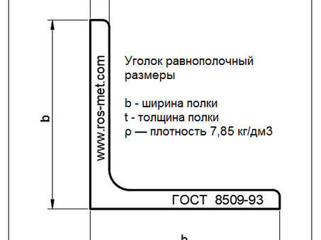 Металл и металлопрокат - уголок 75 см - толщина, характеристики, цена | Название магазина