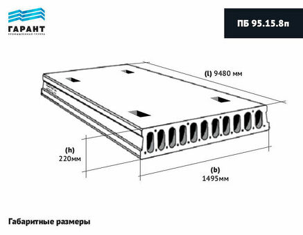 Пустотные плиты безопалубочного формования ПБ с нагрузкой 800 кгс/м² шириной 1,5 м