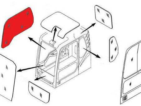 Стекло кабины правое (триплекс) 71N6-02740 Hyundai R140-R500 серия 7 и 7A