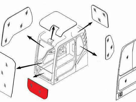 Стекло лобовое нижнее (триплекс) 4651654 HITACHI серия ZAXIS-5G