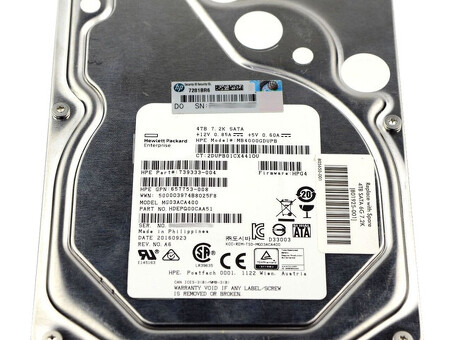 801925-001 Жесткий диск HP 4 ТБ, 6G SATA, 3,5 дюйма, NHP MDL