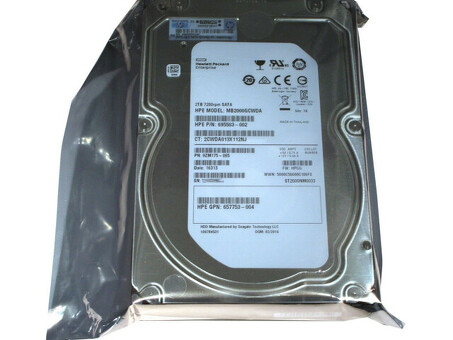 659339-B21 Жесткий диск HP 2 ТБ, 6 ГБ, 7,2 тыс. SATA, 3,5 дюйма, NHP MDL
