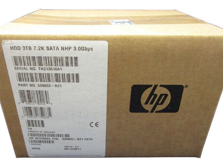 628063-B21 Жесткий диск HP 3 ТБ, 7,2 тыс. SATA, 3,5 дюйма, без возможности горячей замены