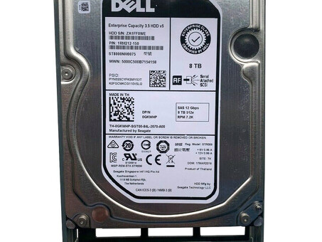 Жесткий диск GKWHP Dell 8 ТБ 12 ГБ 7,2 КБ 3,5 дюйма SAS