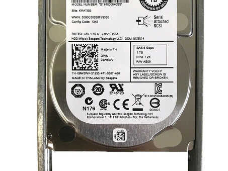 9W5WV Жесткий диск Dell 1 ТБ, 6G, 7,2 тыс., 2,5 дюйма, SAS