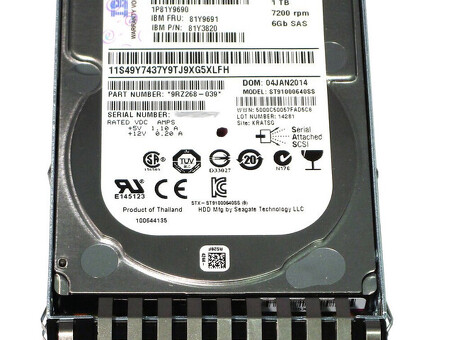 81Y9690 Жесткий диск IBM 1 ТБ, 7200 об/мин, 6G SAS, 2,5 дюйма