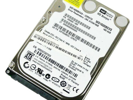 Жесткий диск WD1600BEVS Western Digital, 160 ГБ, 5400 об/мин, SATA