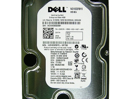 Жесткий диск Dell V8FCR емкостью 1 ТБ, 7,2 тыс. 3G, 3,5 дюйма, SATA