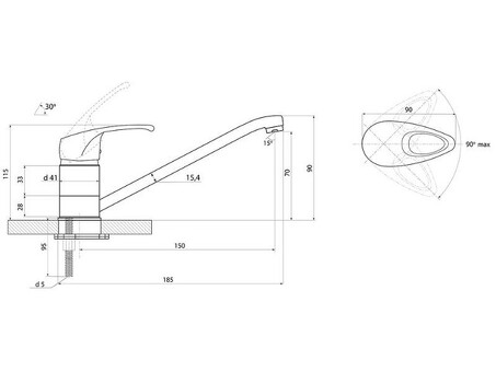 Смеситель СЛАВЕН СЛ-ОД-Р20 серия Прораб для мойки и умывальника, однорычажный, картридж 35мм, 2 шпильки, без гибкой подводки, средний излив