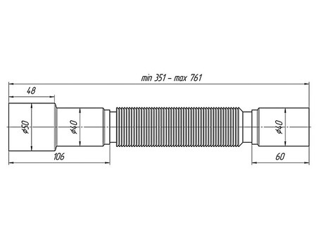 Гибкая труба АНИ K406 40-40/50, длина 351-761 мм