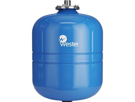 Гидроаккумулятор для водоснабжения WESTER WAV Premium объём 18л, DN 20, PN 10, вертикальный, резьбовое-НР, G-3/4'', без опор с контрфланецем из нержавеющей стали, голубой, Россия