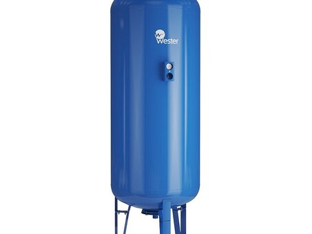 Гидроаккумулятор для водоснабжения WESTER WAV объём 1000л, DN 50, PN 25, вертикальный, резьбовое-НР, G-2'', с опорами и манометром, голубой, Турция