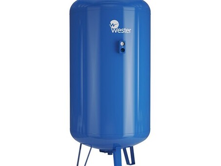 Гидроаккумулятор для водоснабжения WESTER WAV объём 2000л, DN 50, PN 25, вертикальный, резьбовое-ВР, G-2'', с опорами и манометром, голубой, Турция