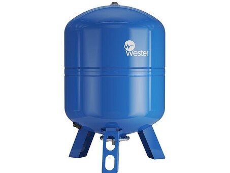 Гидроаккумулятор для водоснабжения WESTER WAV объём 100л, DN 25, PN 25, вертикальный, резьбовое-НР, G-1'', с опорами, голубой, Турция