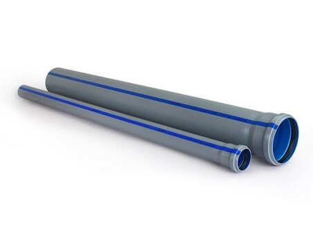 Труба РосТурПласт (BAIKAL standart), DN 50, длина 1000, толщина стенки 1,8, для внутренней канализации, PP-EPP, серый/синий