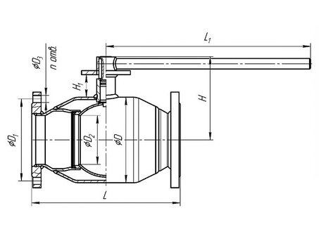 Кран стальной шаровой цельносварной TEMPER КШ.Ц.Ф.П-П, DN 150 PN 16, 410мм, полнопроходной, фланцевый с ручкой