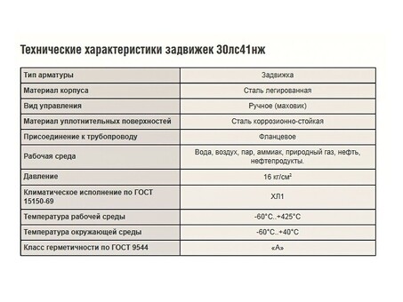 Задвижка стальная фланцевая 30лс41нж, DN125 PN16, класс А, исполнение ХЛ1, L=254мм, САЗ