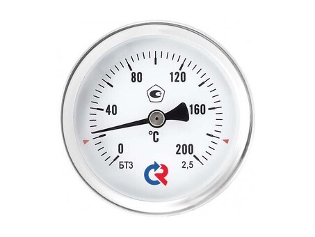 Термометр биметаллический РОСМА БТ-31.211, Ду 63, L 100мм, G1/2'', 0+250гр. латунный, осевой