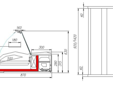 Холодильная витрина CARBOMA AGRO ВХС‑1.0 (A87 SM 1.0‑1) серый/красный
