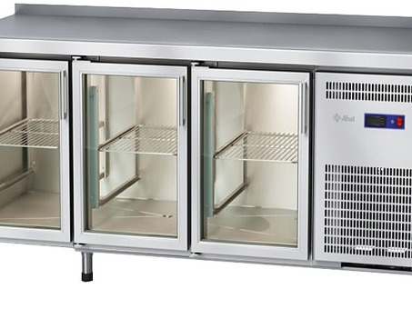 Стол морозильный Abat СХН-60-02 с бортом (дверь-стекло, дверь-стекло, дверь-стекло)