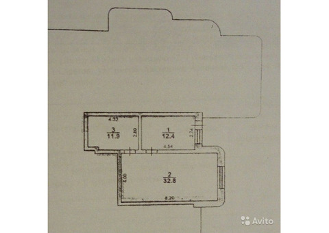 Продам офис 57 м², 3 комнаты (12, 33, и 12 м²), эл. до 9 квт