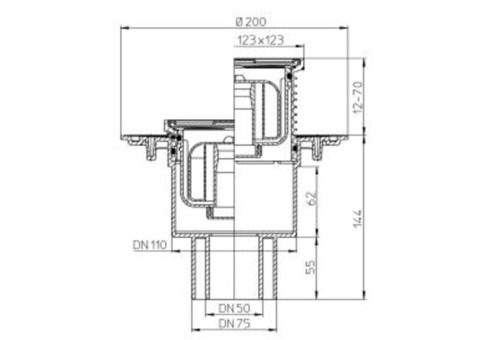 Трап для душа hl сухой сифон- затвор вертикальный d=110- 50mm в Челяб