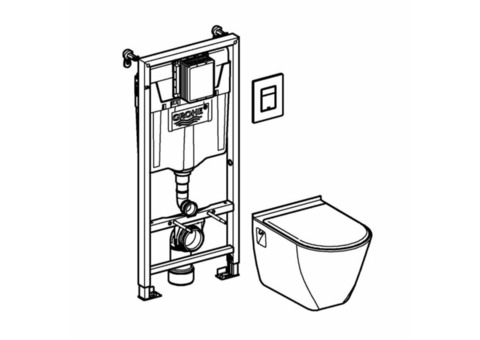 Характеристики инсталляция для унитаза GROHE Solido, с унитазом, (комплект из 2-х коробок) [39186000]