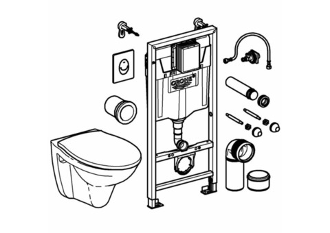 Характеристики инсталляция для унитаза GROHE Solido, с унитазом, (комплект из 2-х коробок) [39192000]