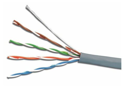 Характеристики кабель сетевой UTP, cat.5E, 100м, 4 пары, 24AWG, 0.50мм, CCA, одножильный (solid), серый