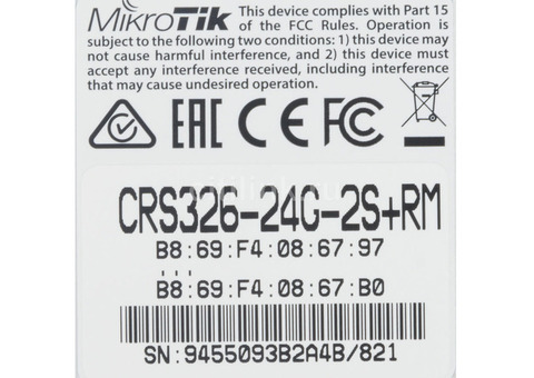 Характеристики коммутатор MikroTik CRS326-24G-2S+RM 24G 2SFP+ управляемый
