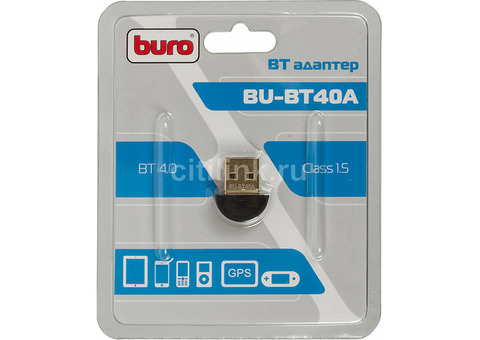 Характеристики адаптер USB Buro BU-BT40A Bluetooth 4.0+EDR class 1.5 20м черный