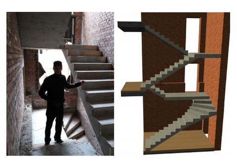 Лестницы бетонные монолитные -изготовление и проектирование